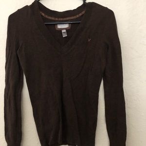American Eagle Outfitters Brown V-Neck